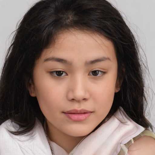 Neutral white child female with medium  brown hair and brown eyes