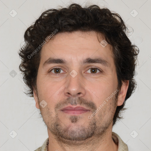 Neutral white adult male with short  brown hair and brown eyes