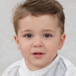 Neutral white child male with short  brown hair and brown eyes