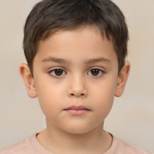 Neutral white child male with short  brown hair and brown eyes