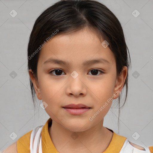 Neutral white child female with medium  brown hair and brown eyes