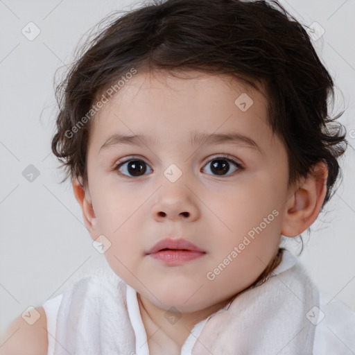 Neutral white child female with medium  brown hair and brown eyes