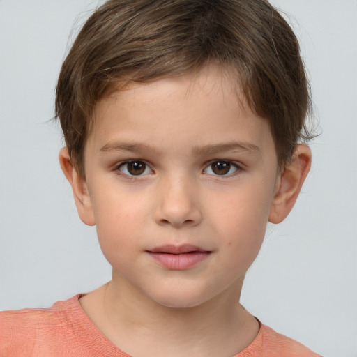 Neutral white child male with short  brown hair and brown eyes