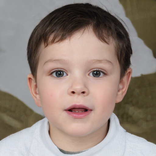 Neutral white child male with short  brown hair and brown eyes