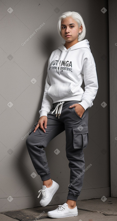 Nicaraguan teenager girl with  white hair