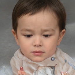 Neutral white child female with short  brown hair and brown eyes