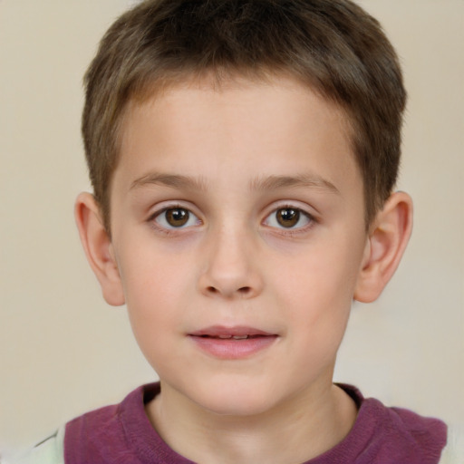 Neutral white child male with short  brown hair and brown eyes