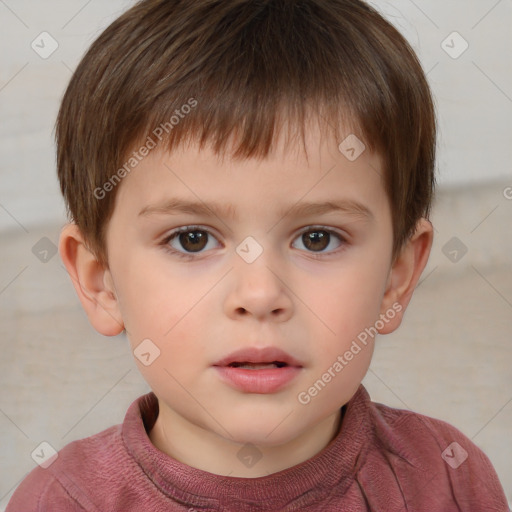 Neutral white child male with short  brown hair and brown eyes