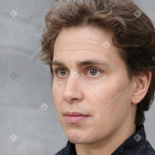 Neutral white adult male with short  brown hair and brown eyes