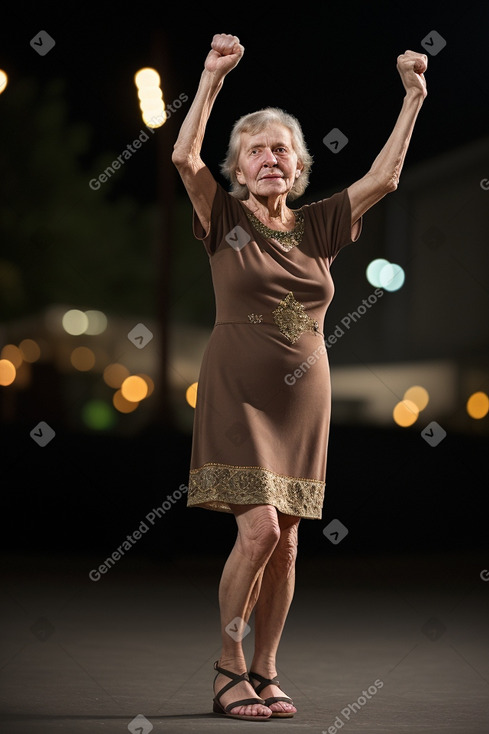 Russian elderly female with  brown hair