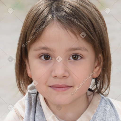 Neutral white child female with medium  brown hair and brown eyes