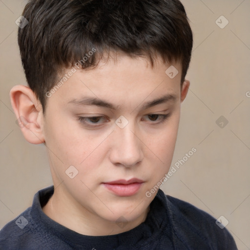 Neutral white child male with short  brown hair and brown eyes