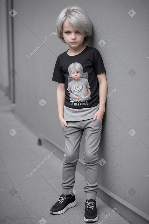 Swiss child boy with  gray hair