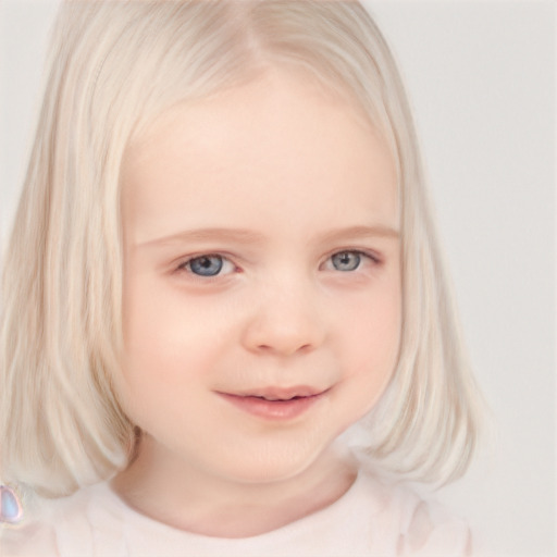 Neutral white child female with medium  blond hair and blue eyes