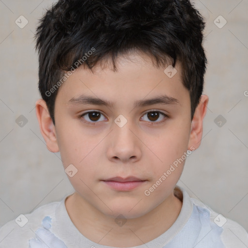 Neutral white child male with short  brown hair and brown eyes