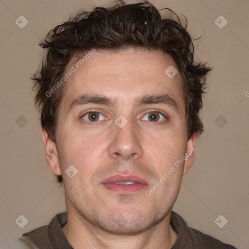 Neutral white adult male with short  brown hair and brown eyes