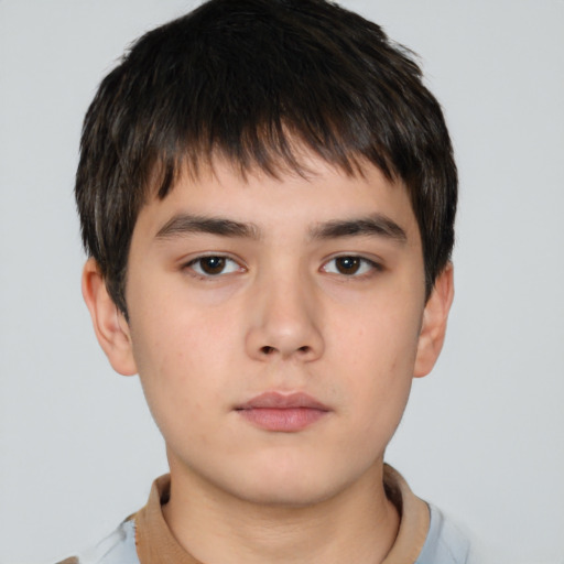 Neutral asian young-adult male with short  brown hair and brown eyes