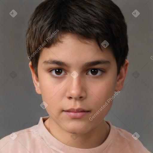 Neutral white child male with short  brown hair and brown eyes