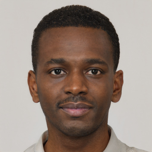 Neutral black young-adult male with short  brown hair and brown eyes