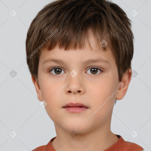 Neutral white child male with short  brown hair and brown eyes