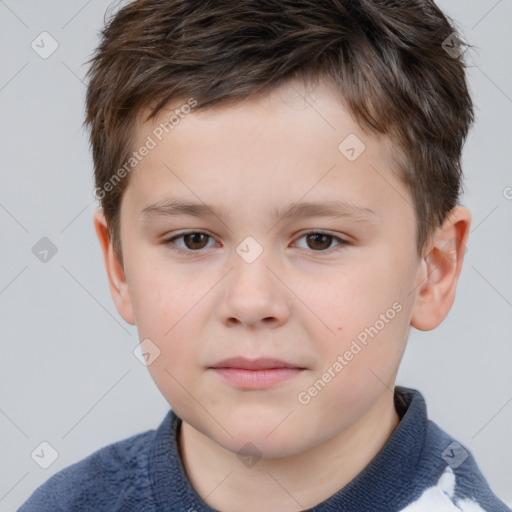 Neutral white child male with short  brown hair and brown eyes