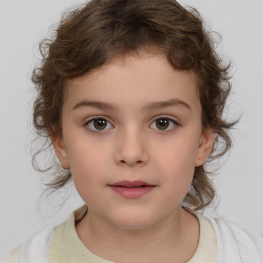 Neutral white child female with medium  brown hair and brown eyes