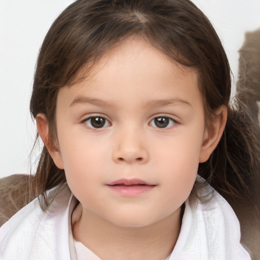 Neutral white child female with medium  brown hair and brown eyes