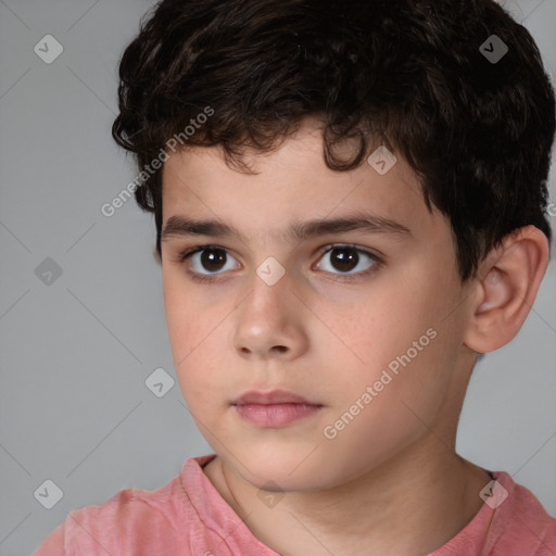 Neutral white child male with short  brown hair and brown eyes