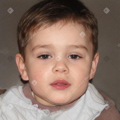 Neutral white child male with short  brown hair and brown eyes