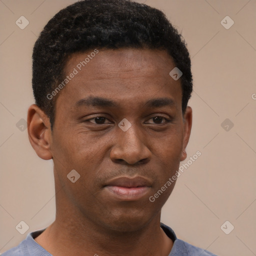 Neutral black young-adult male with short  brown hair and brown eyes