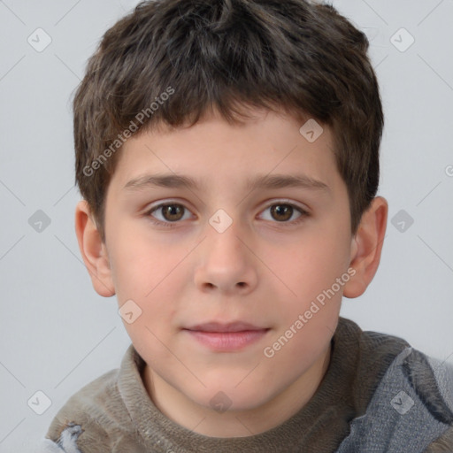 Neutral white child male with short  brown hair and brown eyes