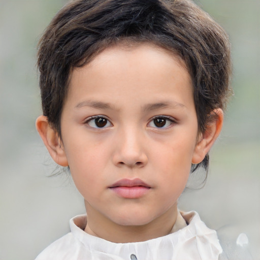 Neutral white child male with short  brown hair and brown eyes