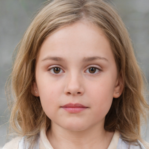 Neutral white child female with medium  brown hair and brown eyes