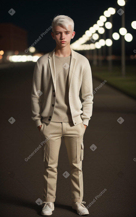 Teenager male with  white hair