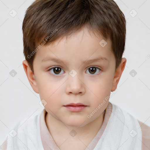 Neutral white child male with short  brown hair and brown eyes