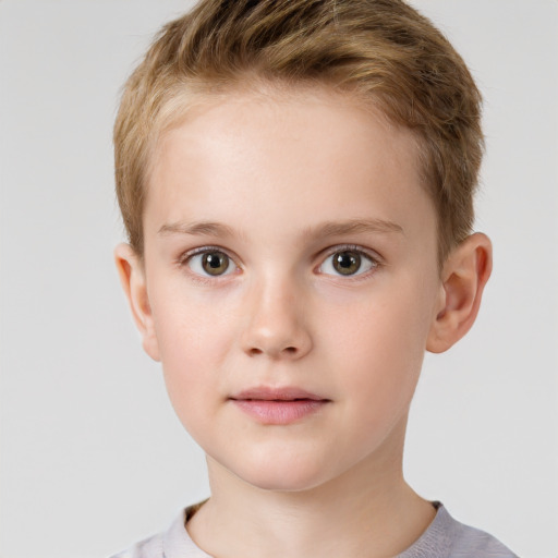 Neutral white child male with short  brown hair and grey eyes