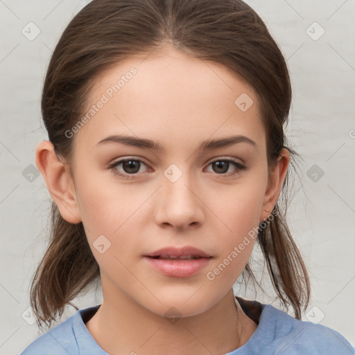 Neutral white child female with medium  brown hair and brown eyes