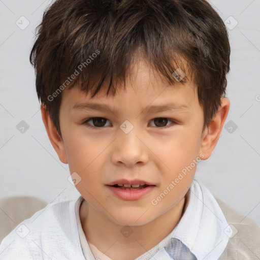 Neutral white child male with short  brown hair and brown eyes