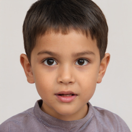 Neutral white child male with short  brown hair and brown eyes