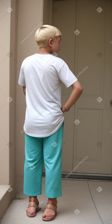 Uzbek teenager boy with  blonde hair