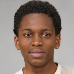 Neutral black young-adult male with short  brown hair and brown eyes