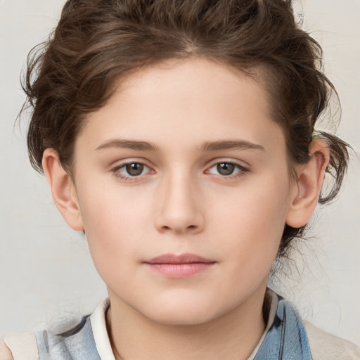 Neutral white child female with medium  brown hair and brown eyes