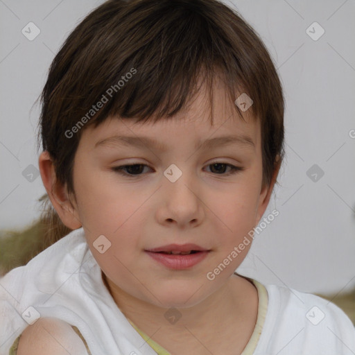 Neutral white child female with medium  brown hair and brown eyes