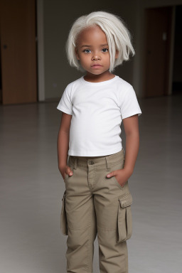 African american child female with  white hair