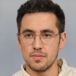 Neutral white adult male with short  brown hair and brown eyes