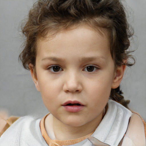 Neutral white child female with short  brown hair and brown eyes