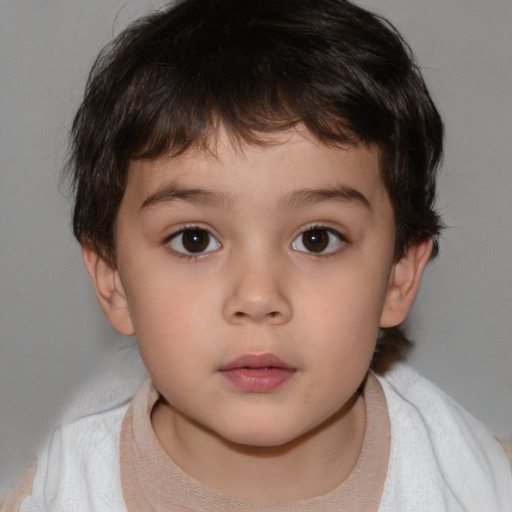 Neutral white child male with medium  brown hair and brown eyes