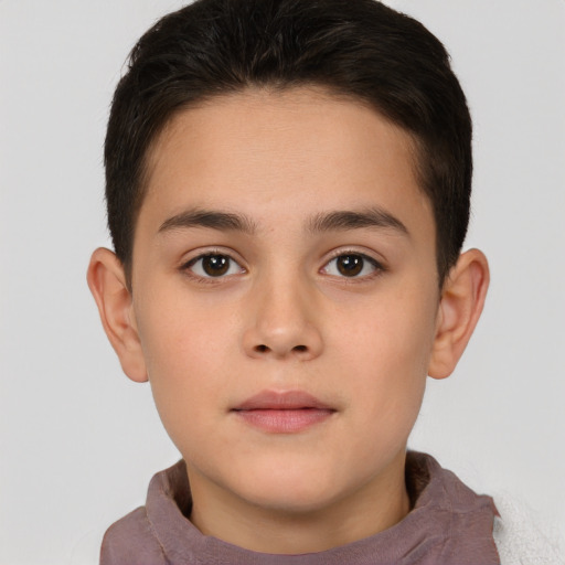 Neutral white child male with short  brown hair and brown eyes