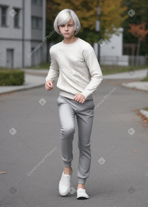 Slovenian teenager boy with  white hair