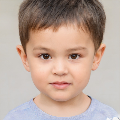 Neutral white child male with short  brown hair and brown eyes